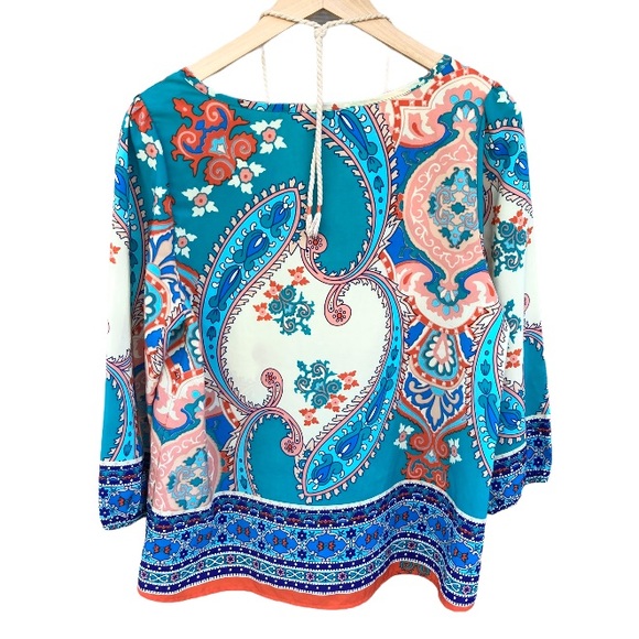 Peach Love California Summer Paisley Blouse Size M - Picture 5 of 14